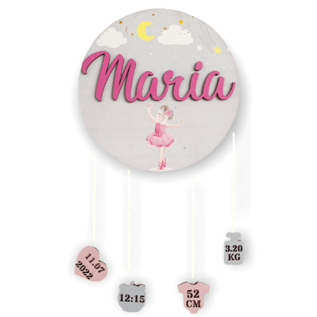 Decor personalizat cu detaliile nașterii - Balerina