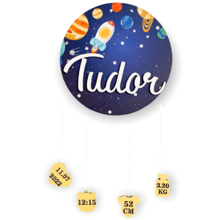 Decor personalizat cu detaliile nașterii - Racheta