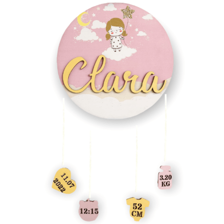 Decor personalizat cu detaliile nașterii - Fetita