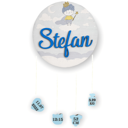 Decor personalizat cu detaliile nașterii - Baietel