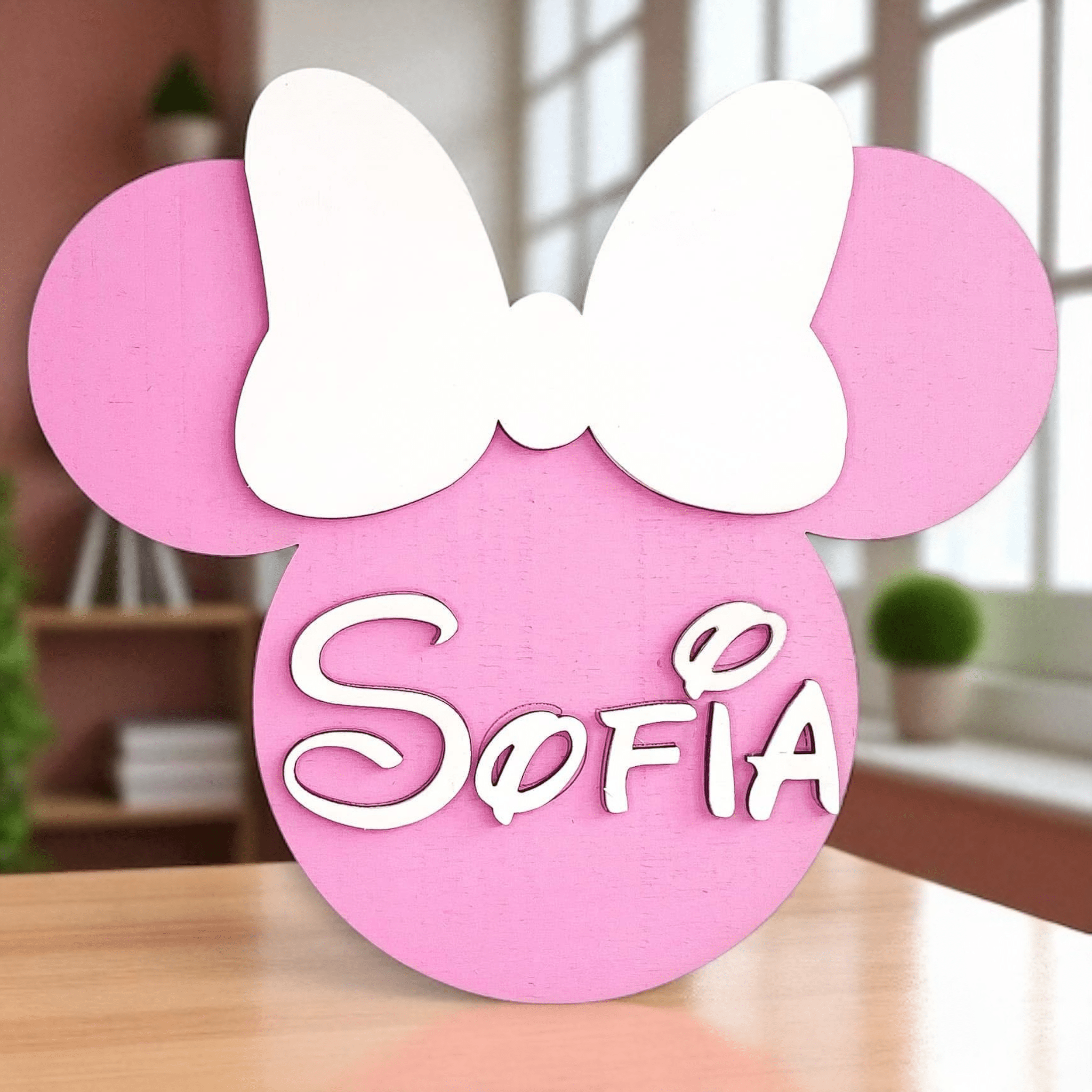 Decor personalizat cu nume Soricel - Roz
