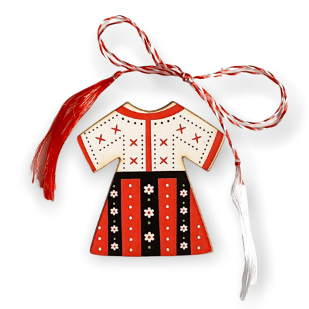 Brosa martisor din lemn - Rochita Traditionala