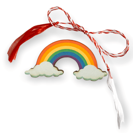 Brosa martisor din lemn - Curcubeu