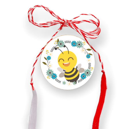 Brosa martisor din lemn - cerc - Albinuta