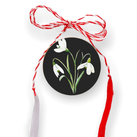 Brosa martisor din lemn - cerc - Ghiocei