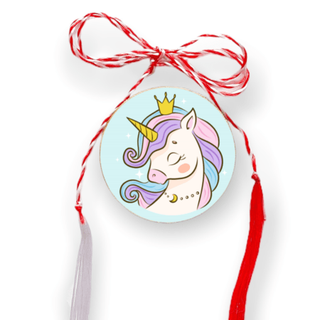 Brosa martisor din lemn - cerc - Unicorn