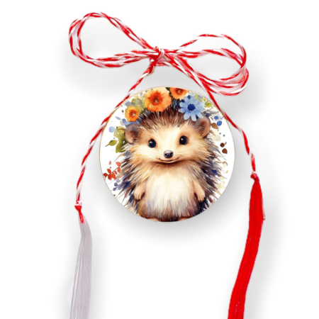 Brosa martisor din lemn - cerc - Arici