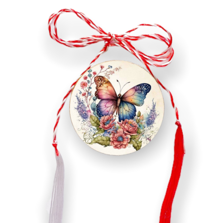 Brosa martisor din lemn - cerc - Fluturas