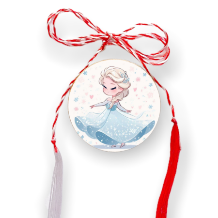 Brosa martisor din lemn - cerc - Printesa de gheata