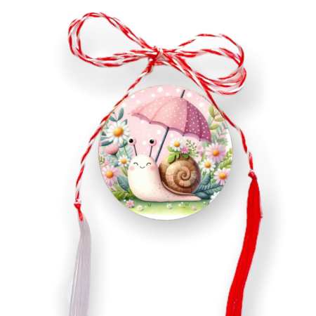 Brosa martisor din lemn - cerc - Melc