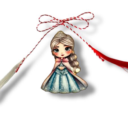 Brosa martisor din lemn - Printesa de gheata