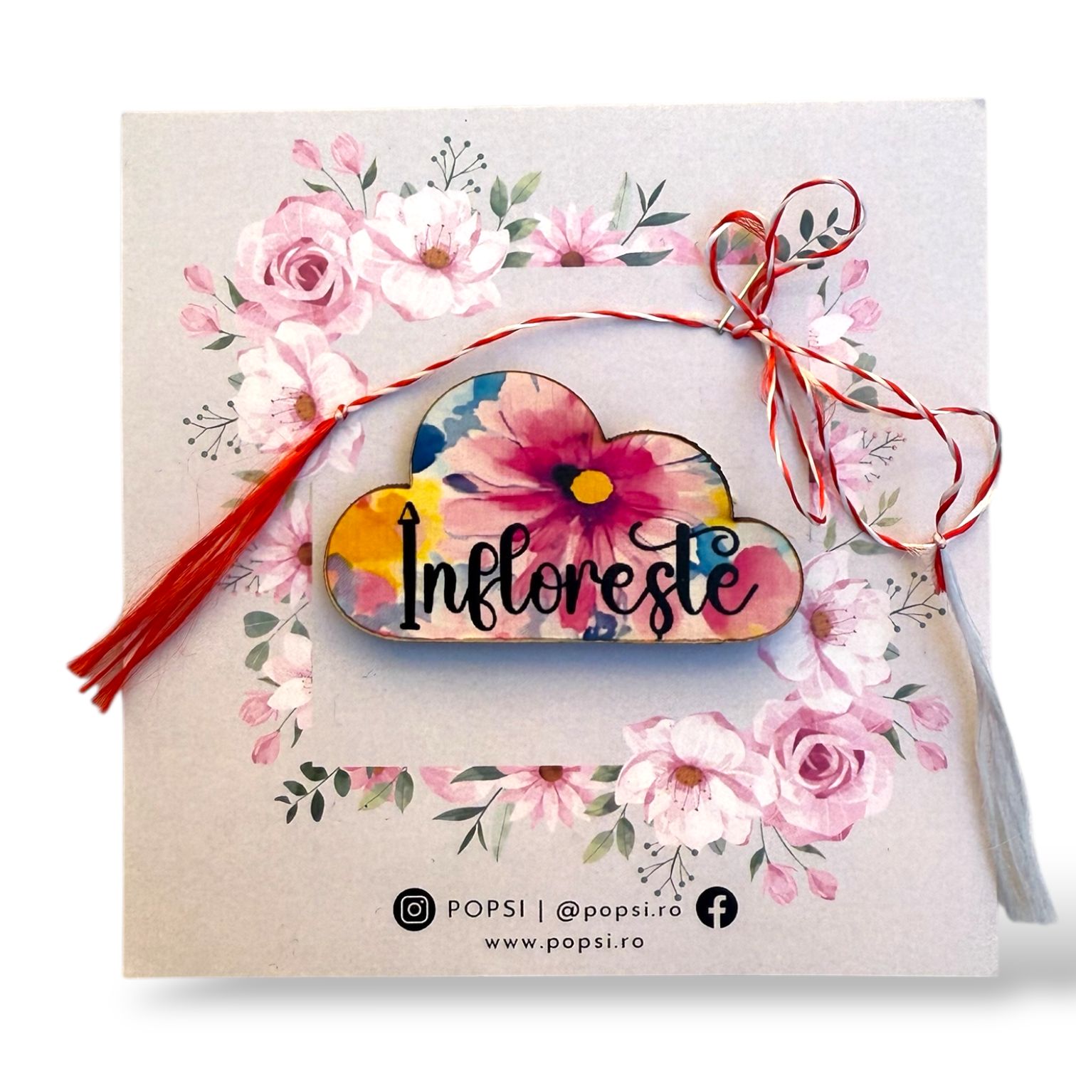 Brosa martisor din lemn - Norisor "Infloreste"