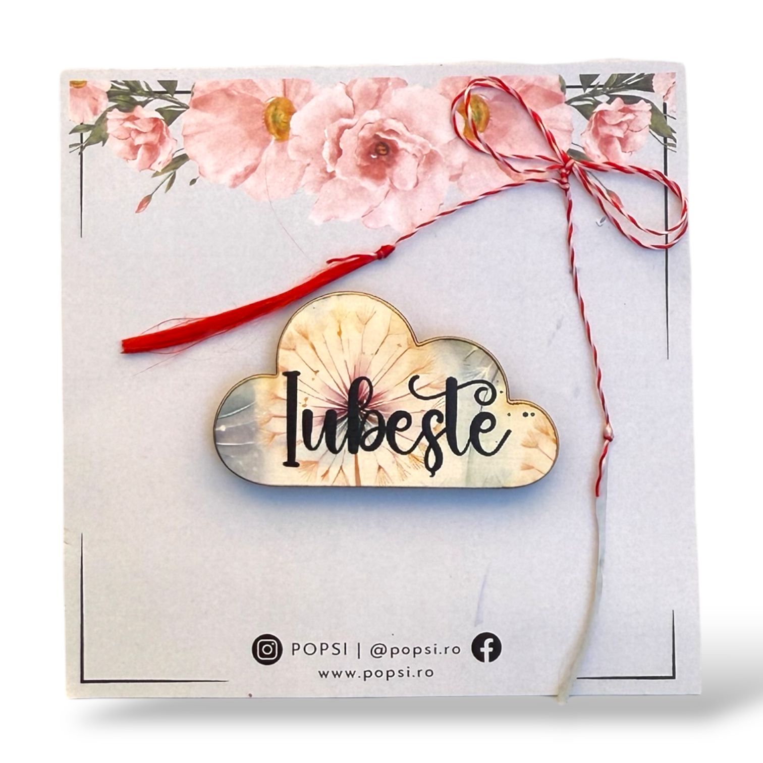 Brosa martisor din lemn - Norisor "Iubeste"