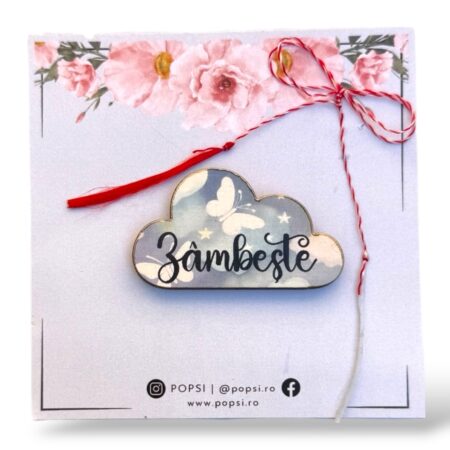 Brosa martisor din lemn - Norisor "Zambeste"
