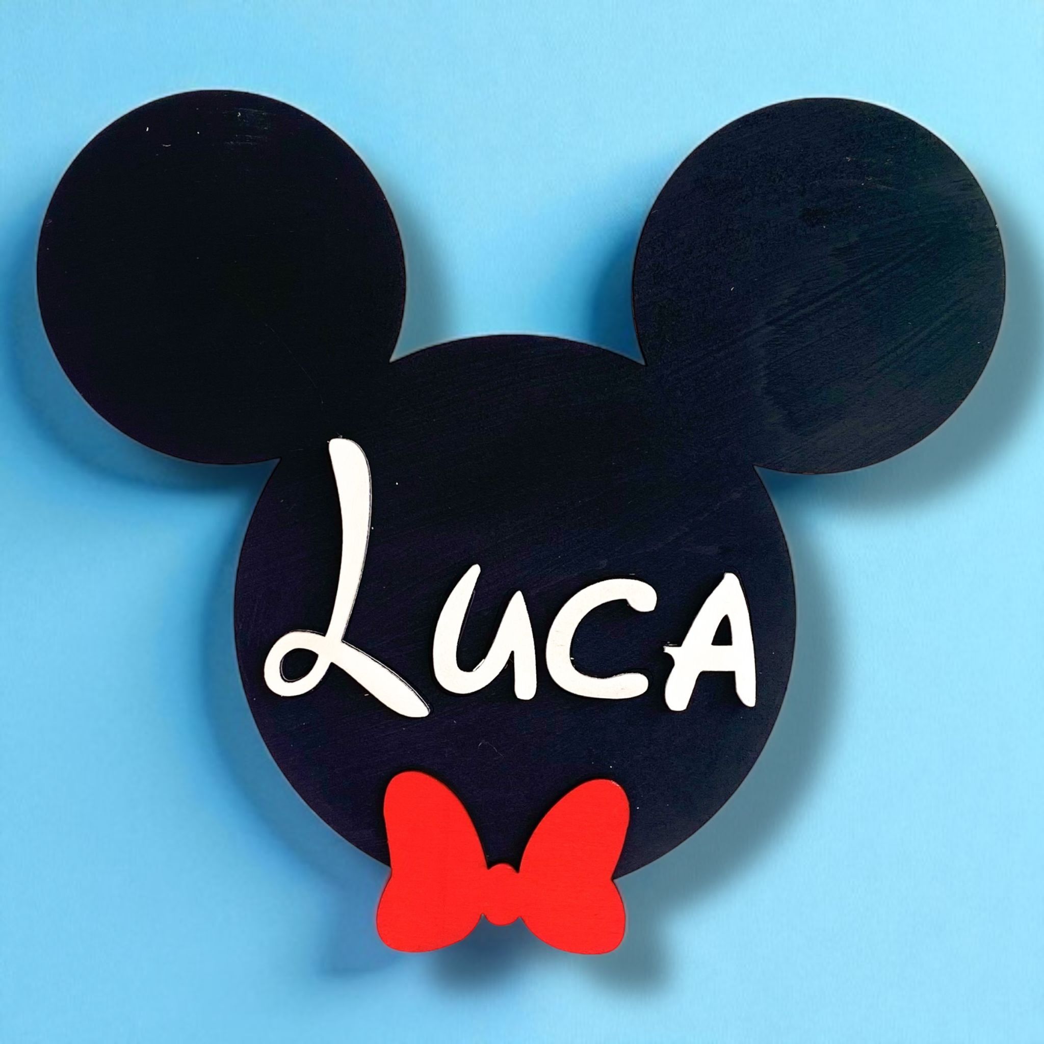 Decor personalizat cu nume Soricel - Baietel - Negru/Rosu