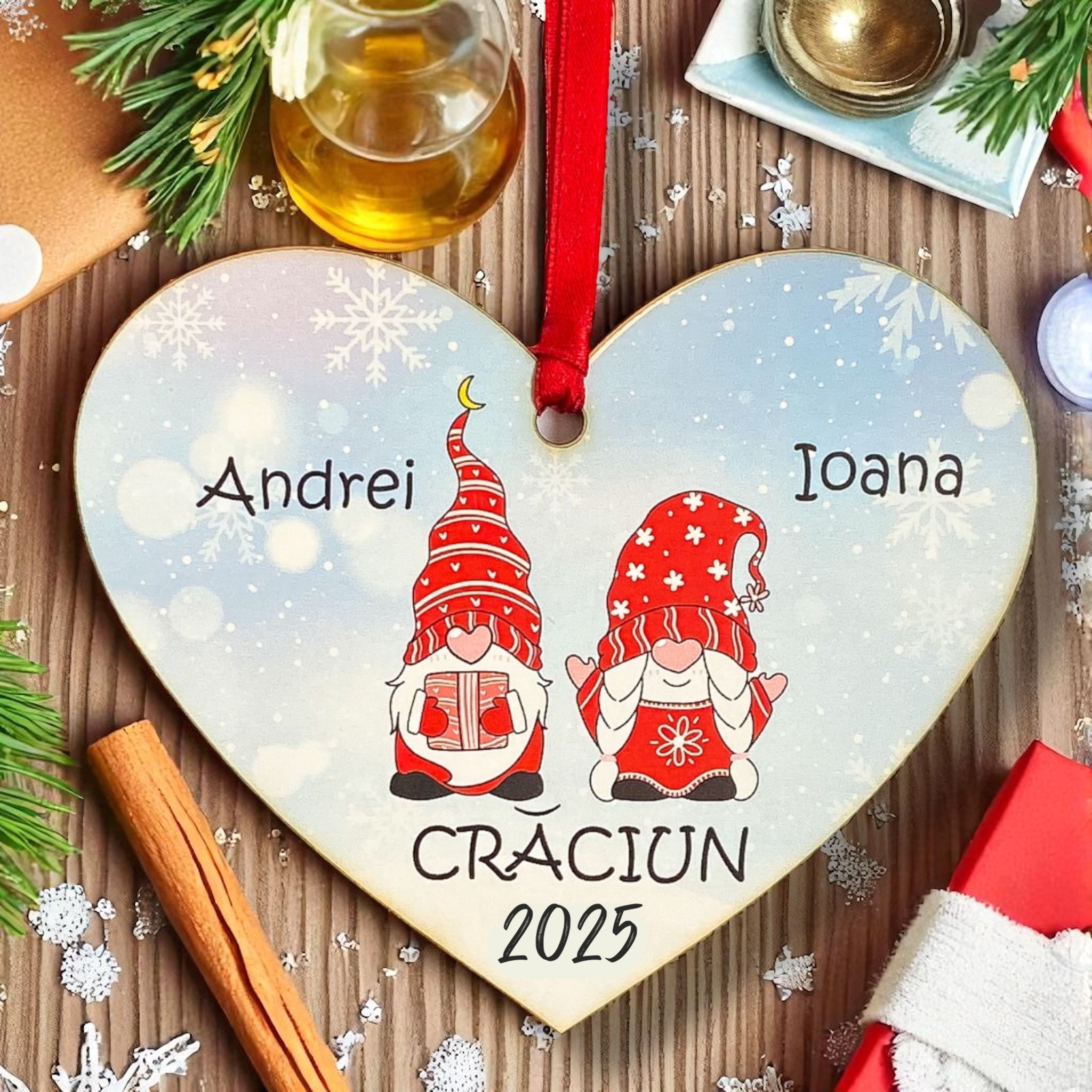 Inimă Personalizată cu Membrii Familiei – Cuplu
