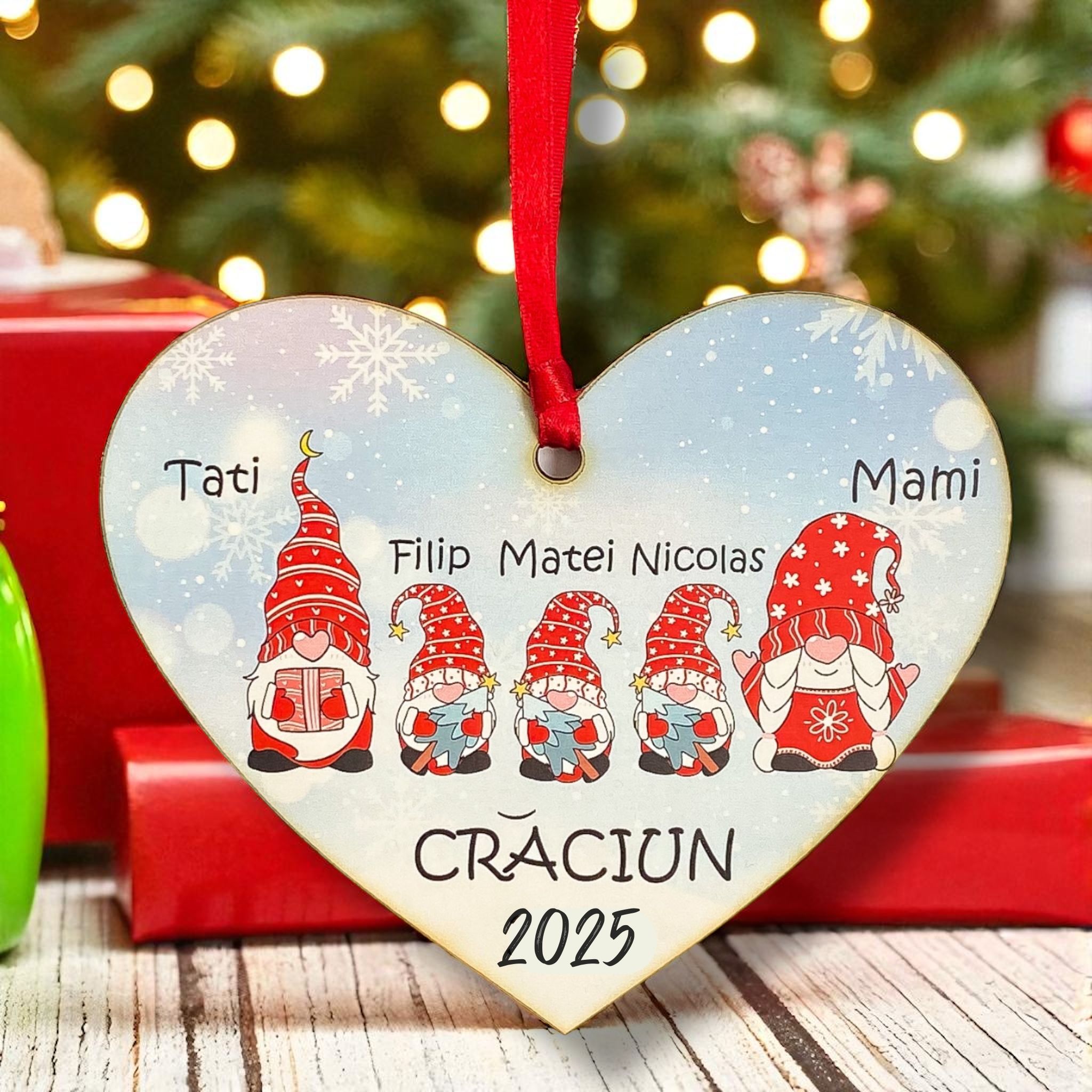 Inimă Personalizată cu Membrii Familiei – 3 copii - Baieti