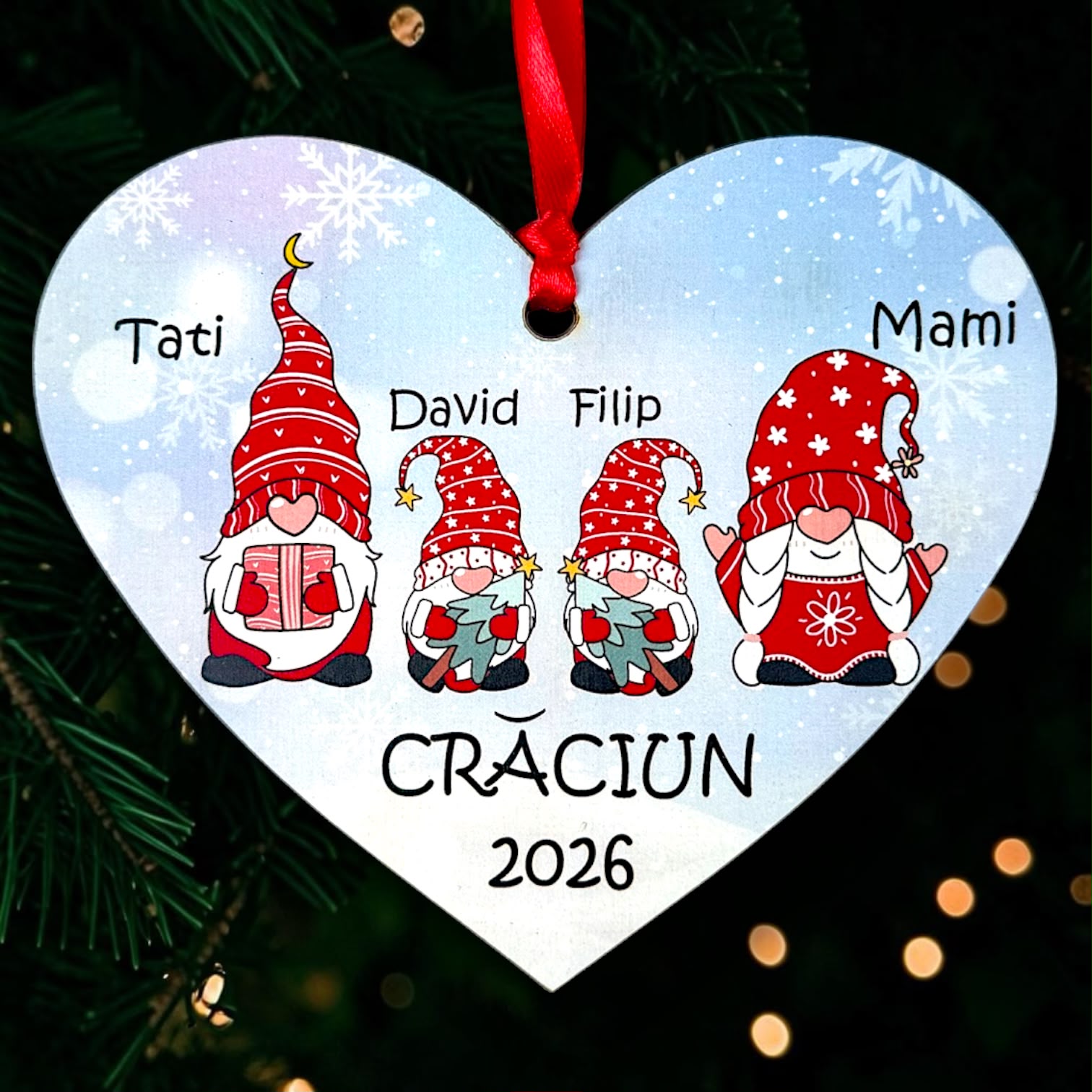 Inimă Personalizată cu Membrii Familiei – 2 Baieti