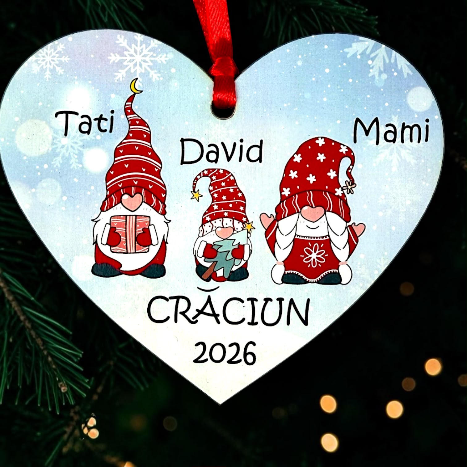 Inimă Personalizată cu Membrii Familiei – 1 Copil - Baiat