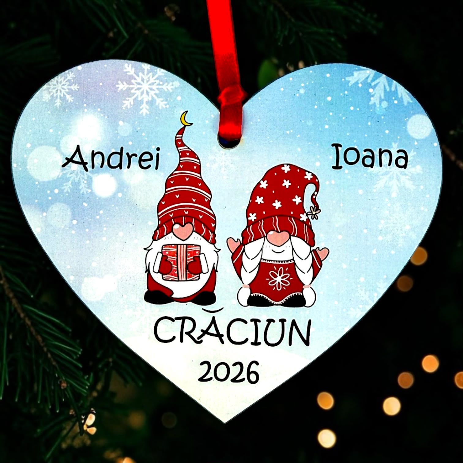 Inimă Personalizată cu Membrii Familiei – Cuplu