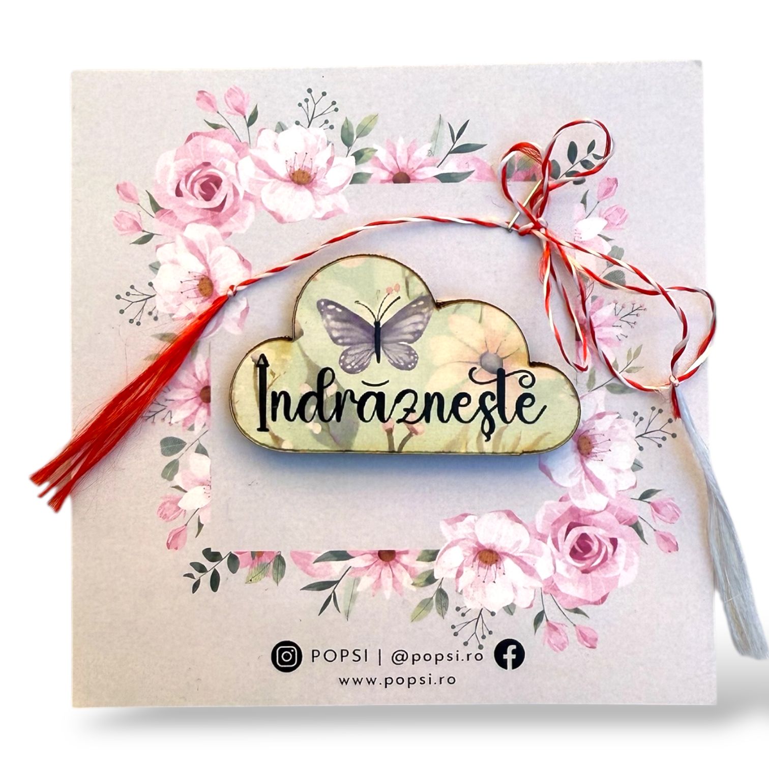 Brosa martisor din lemn - Norisor "Indrazneste"