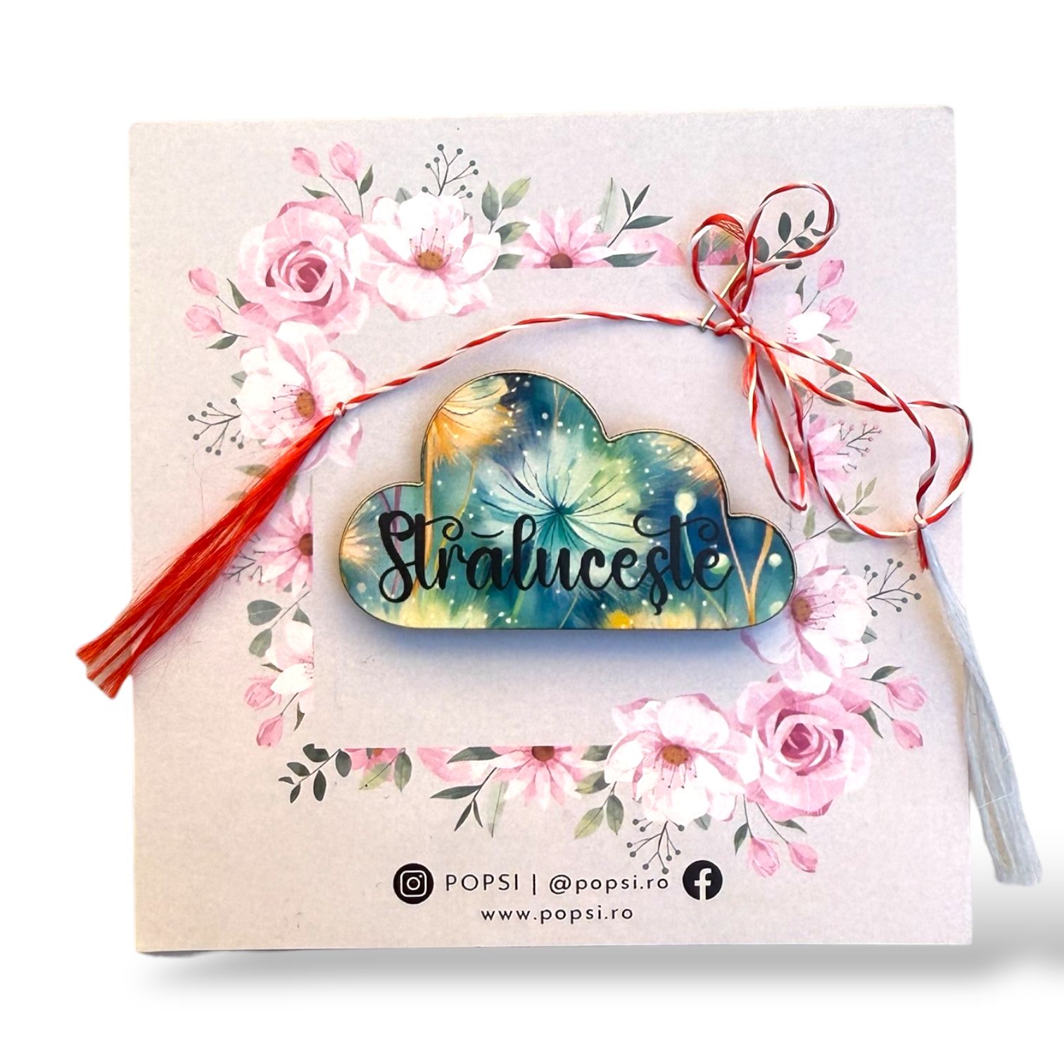 Brosa martisor din lemn - Norisor "Straluceste"