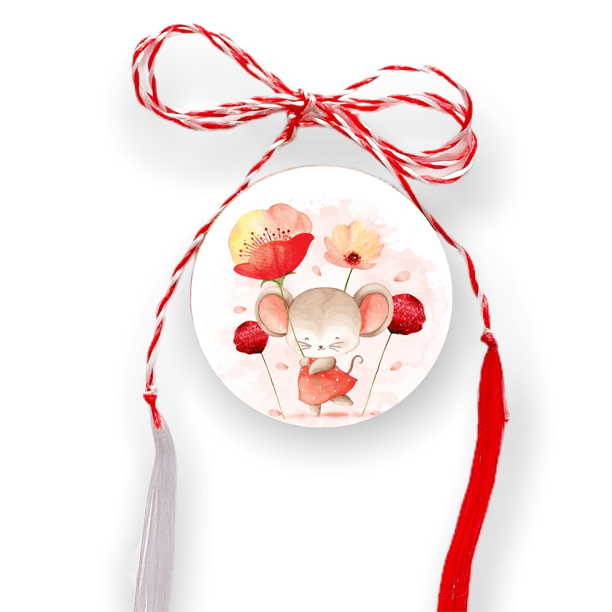 Brosa martisor din lemn - cerc - Soricel Maci